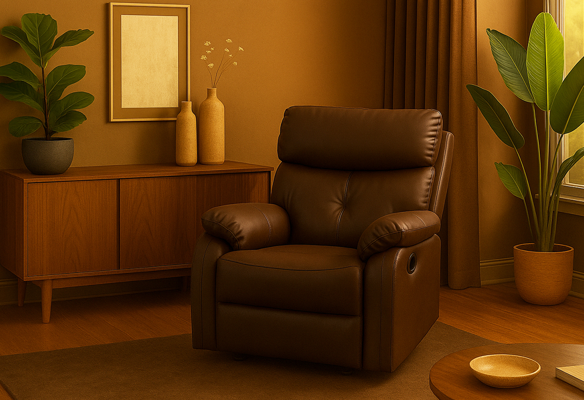 Παρουσιάζεται η πολυθρόνα σε ένα σαλόνι.